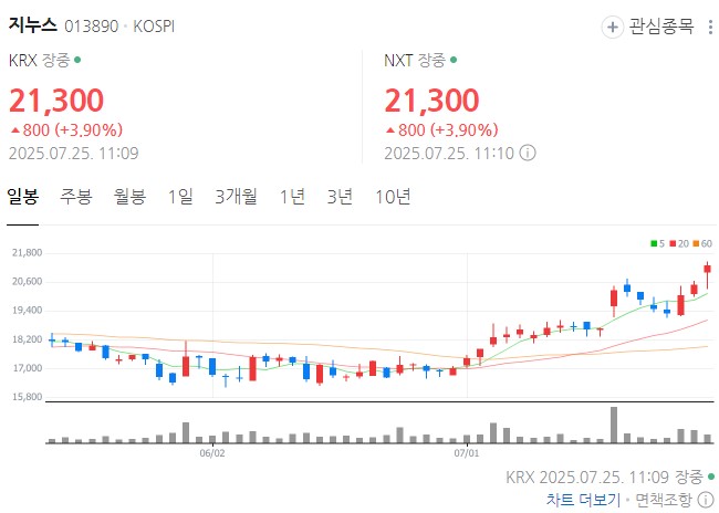지누스 차트 분석