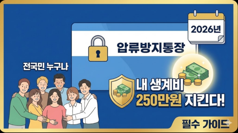 압류방지통장: 2026년, 이제 전국민 누구나 ‘내 생계비’ 250만원 지킨다! (필수 가이드)